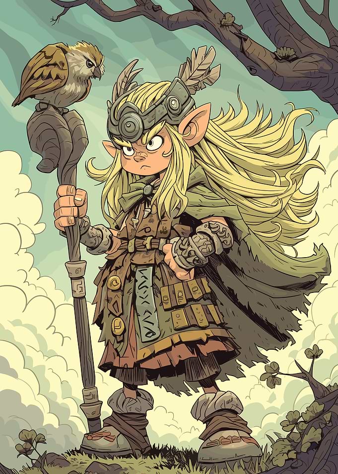 Cartoon Druid Girl