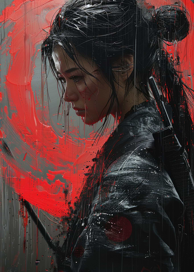 Cute Asian Warrior Red