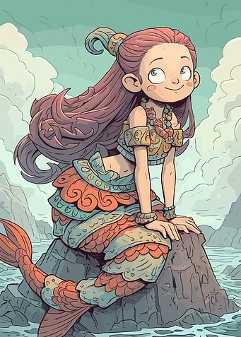 Cartoon Mermaid Girl