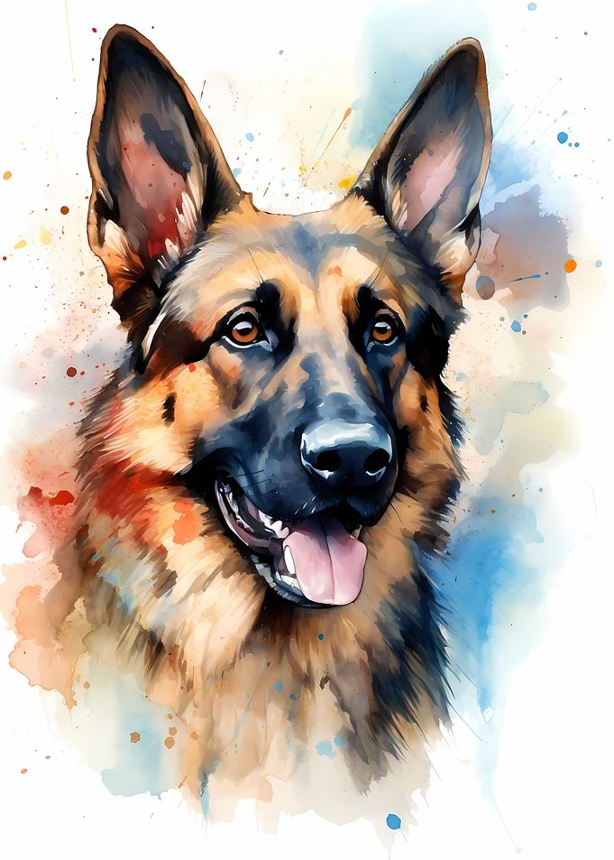 German Shepherd Watercolor