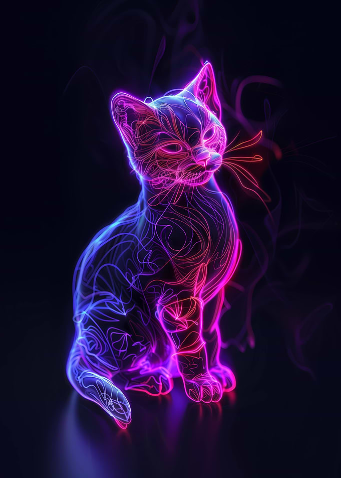 Purple neon cat