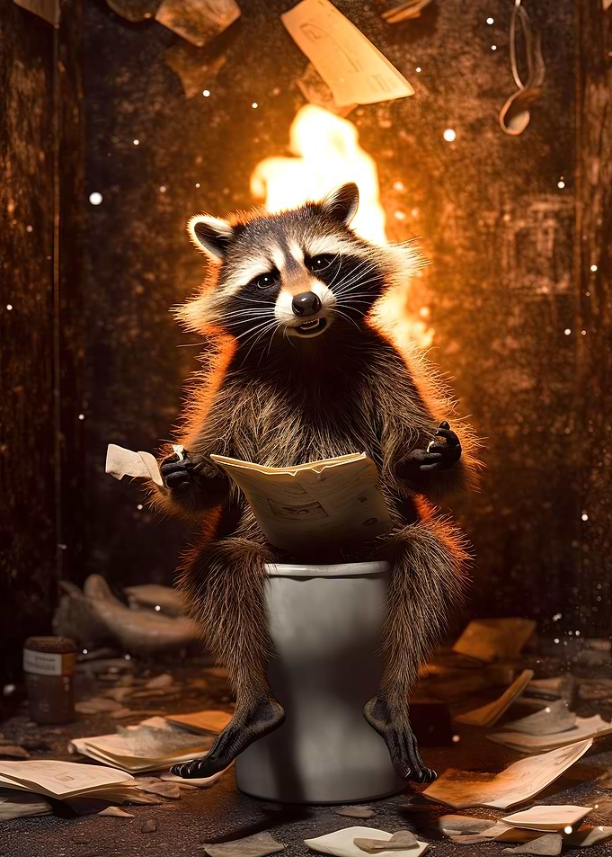 Raccoon Toilet Newspaper