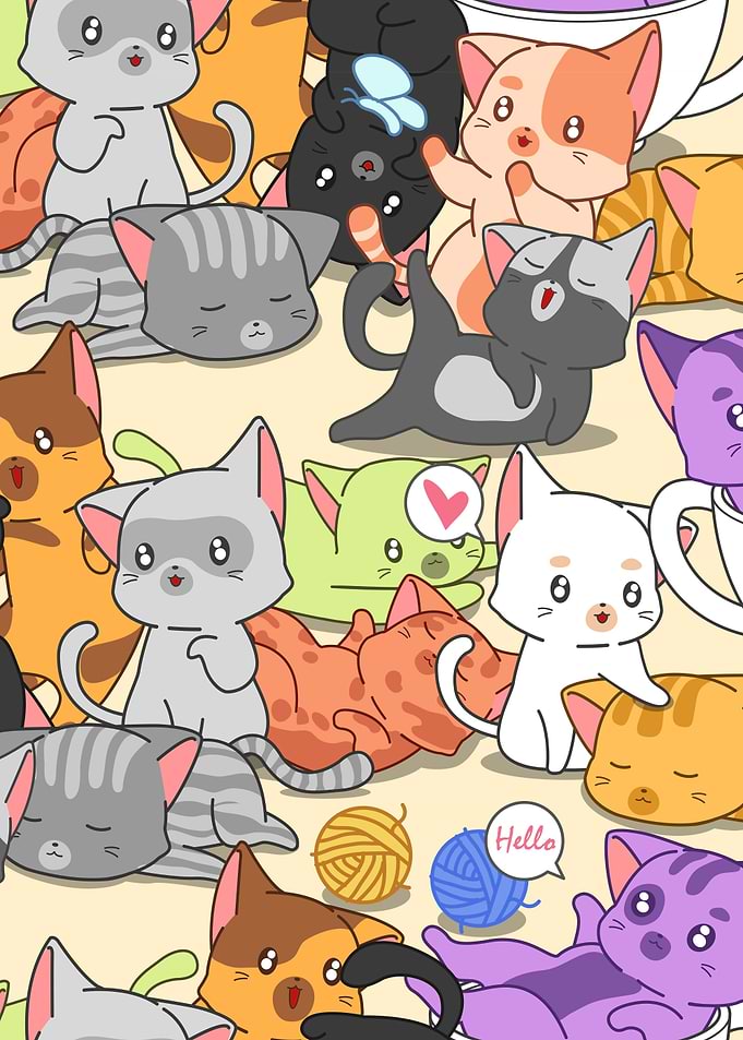 Black Cats Cute Rainbow
