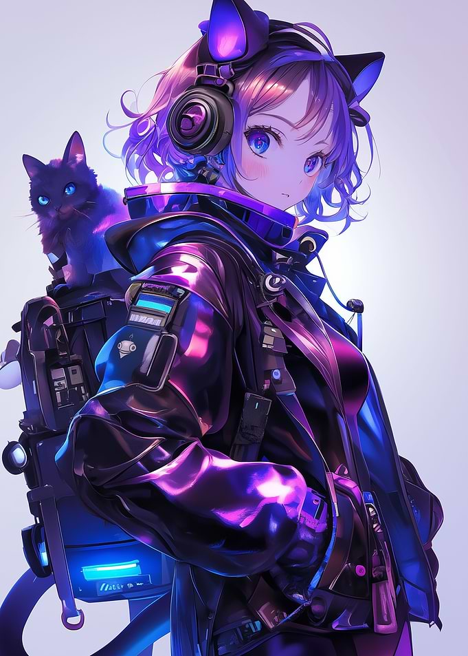 Anime Girl Cat