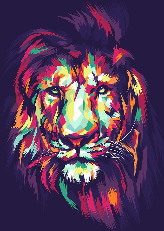 Lion Colorful Art