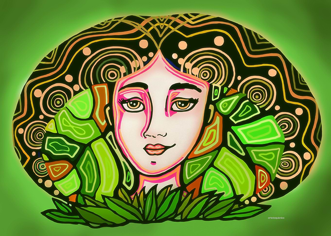 Green Mother nature face