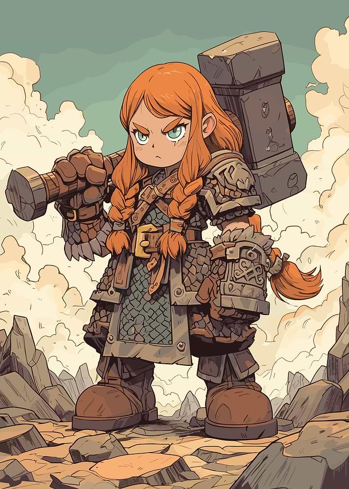 Cartoon Warrior Girl