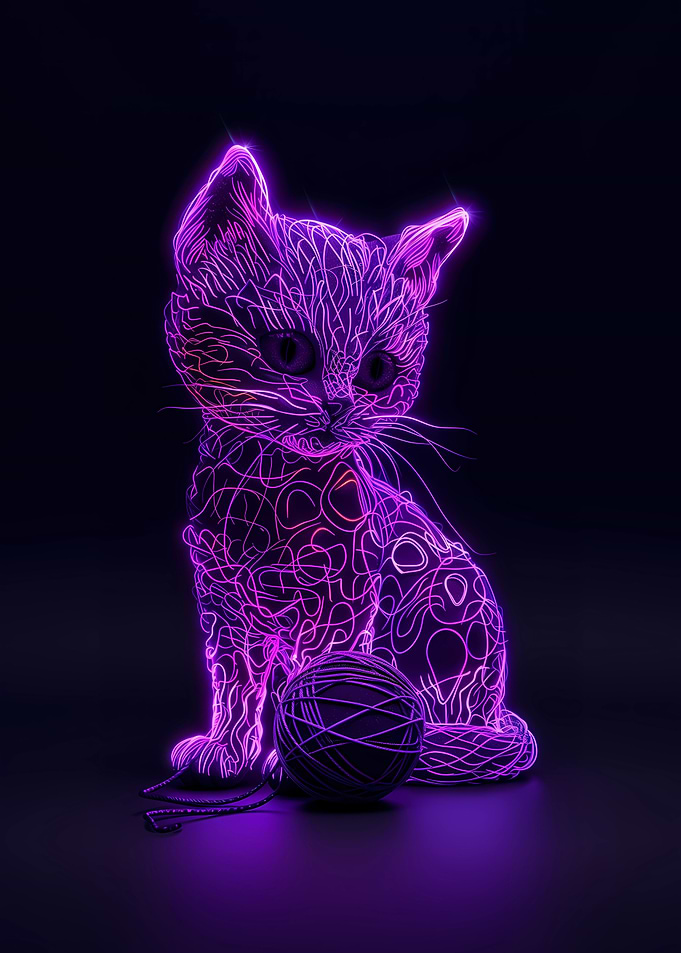Purple Neon Cat 2