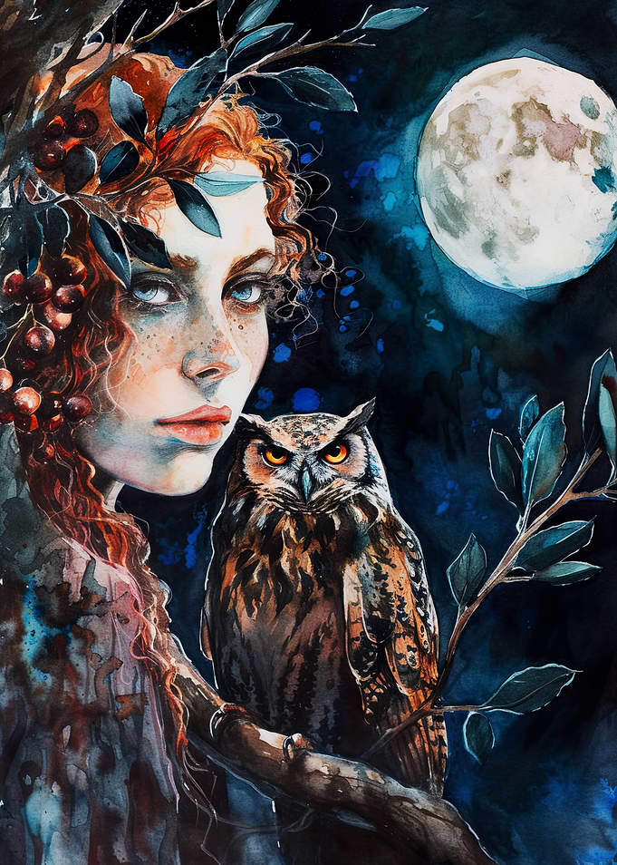 Moonlight Woman and Owl