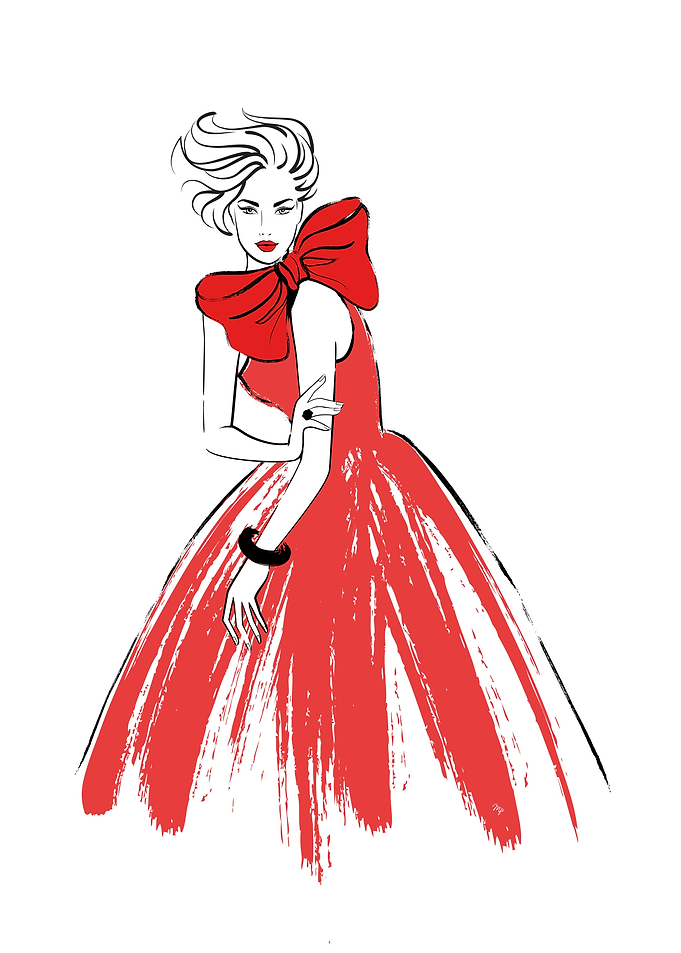 Lady in red dress