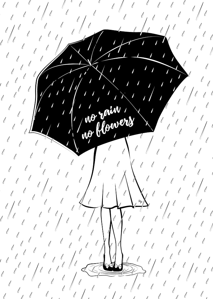 No rain BW illustration