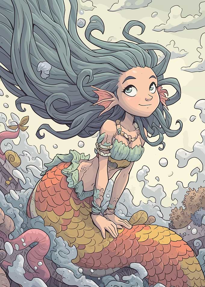 Cartoon Mermaid Girl