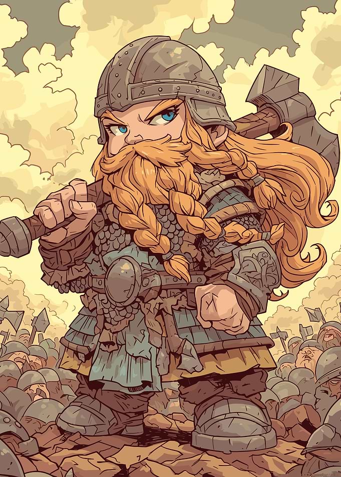 Cartoon Dwarf Warrior