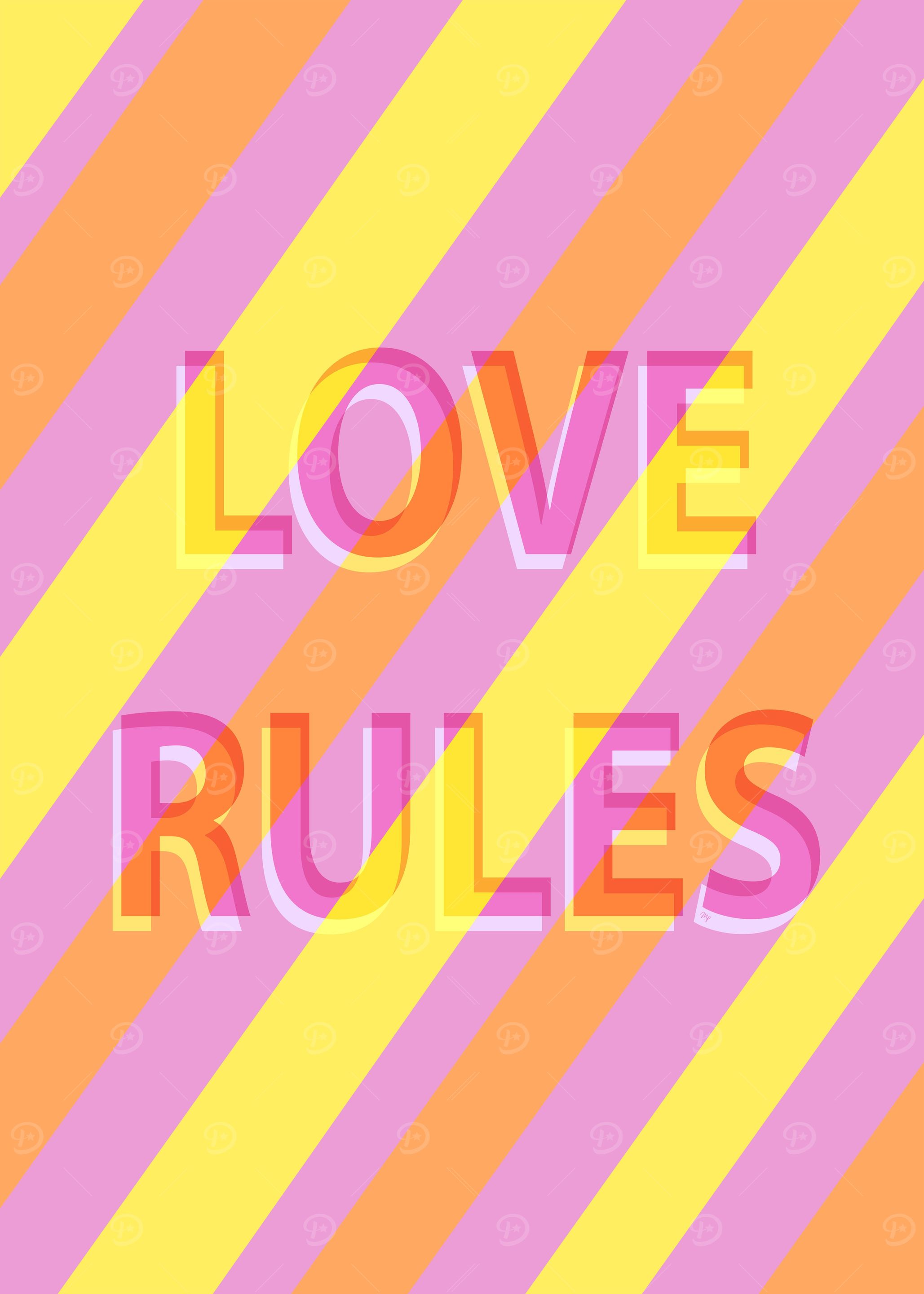 Retro Love Rules Sign
