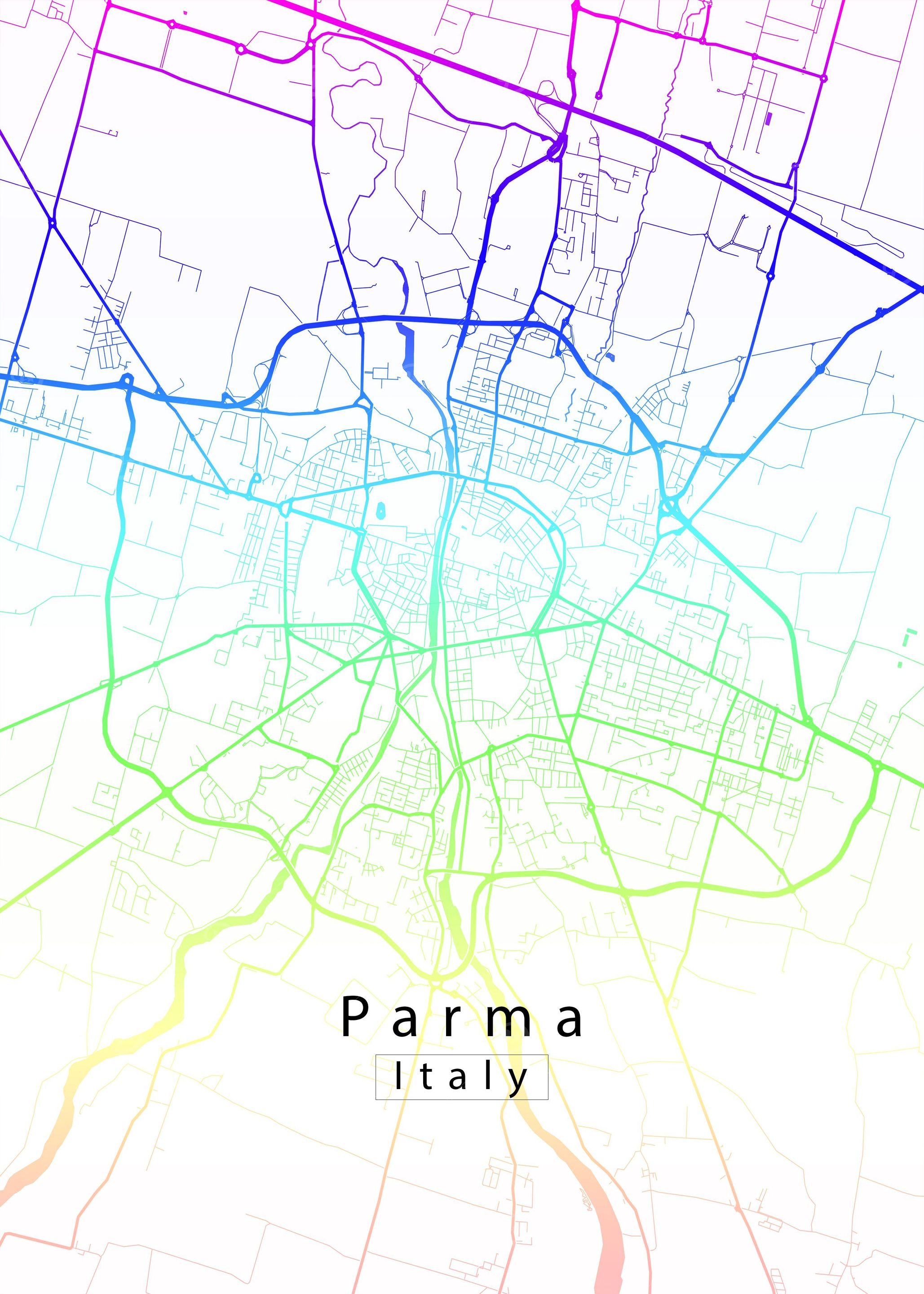 Parma City Map rainbow