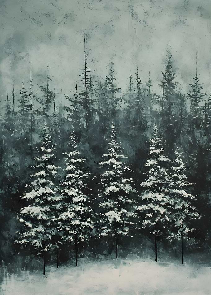 Frozen Trees Forest Serene
