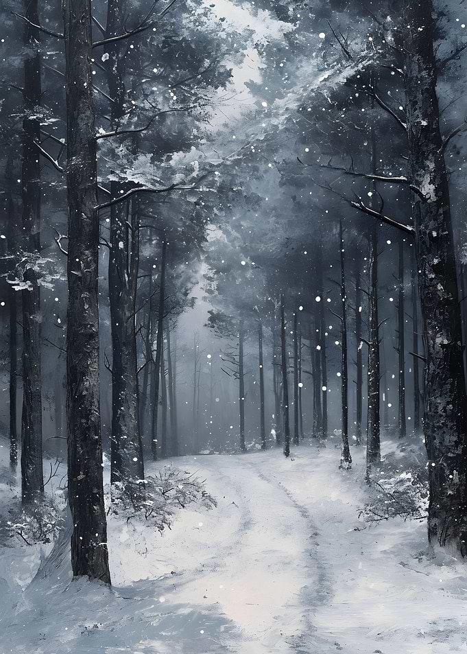 Snowy Forest Trees Winter