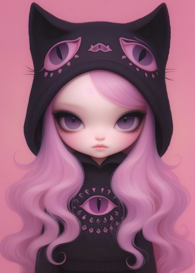 Cute Cat Hoodie Girl
