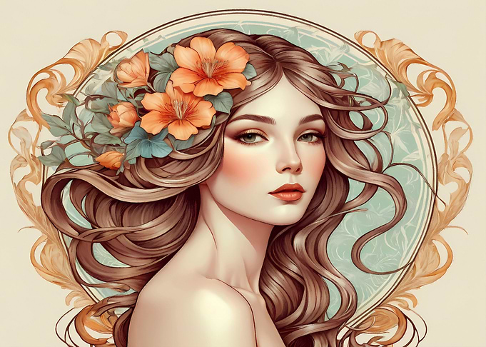 A graceful woman with flo