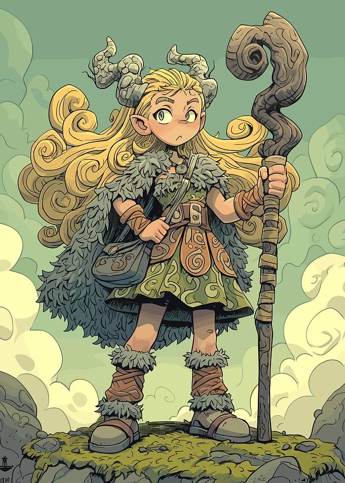Cartoon Druid Girl