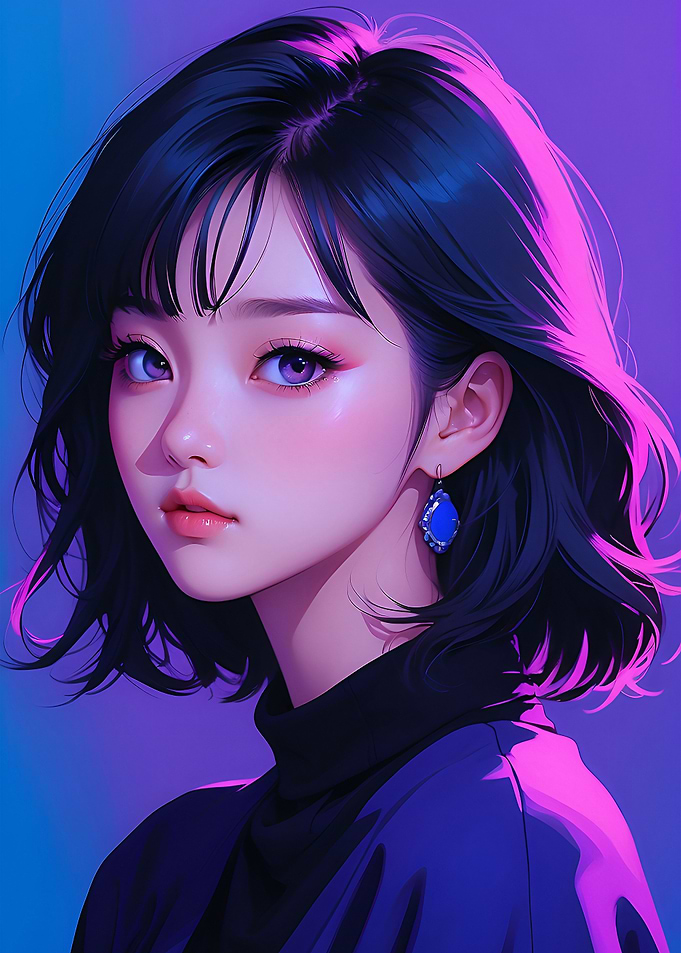 Beauty With Neon Light