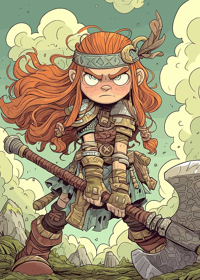 Cartoon Warrior Girl