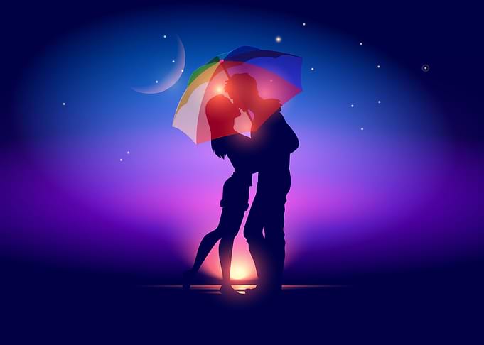 romantic kiss