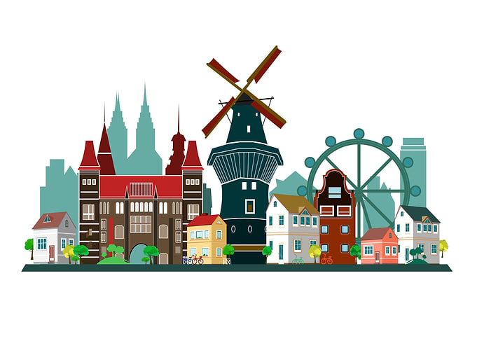 Amsterdam City Skyline