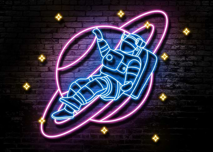 ASTRONAUT NEON ART