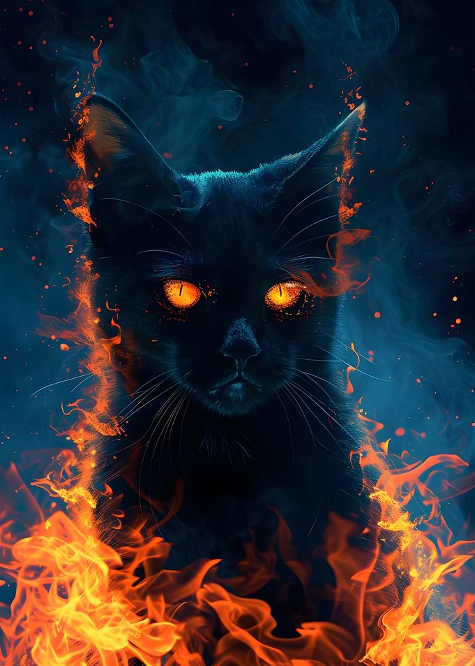 Burning Black Cat Kitty