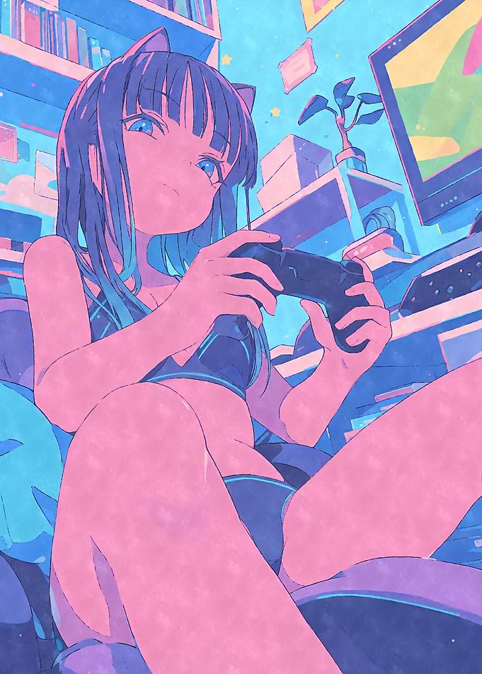 Sexy Anime Cat Girl Gamer