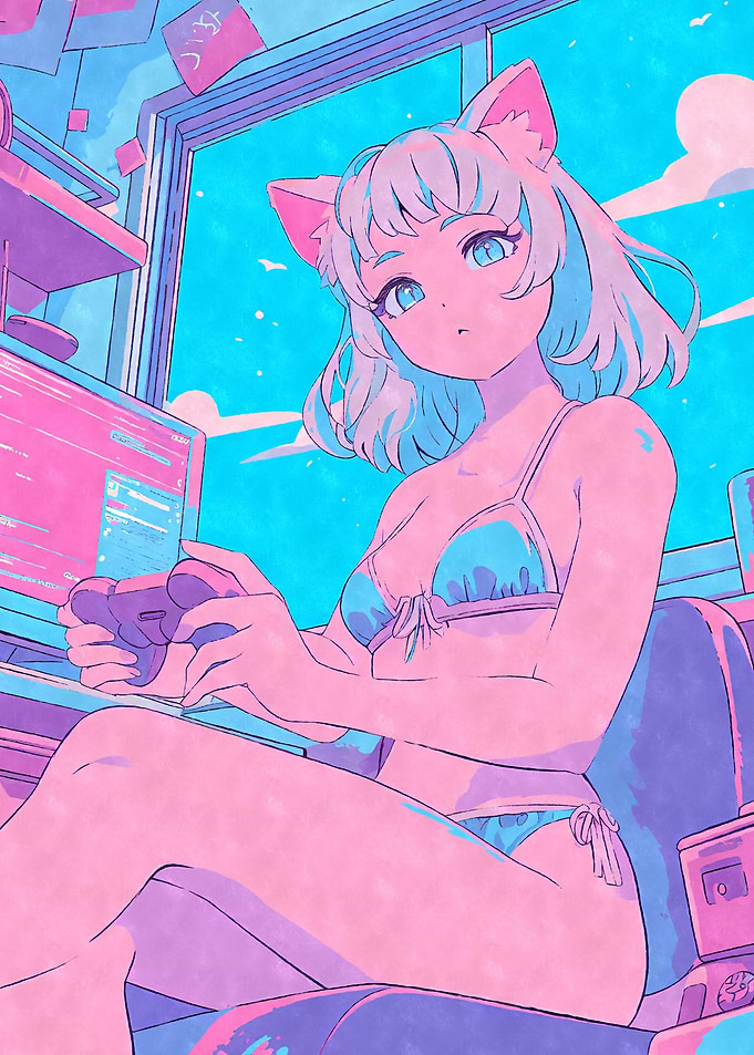 Sexy Anime Gamer Girl