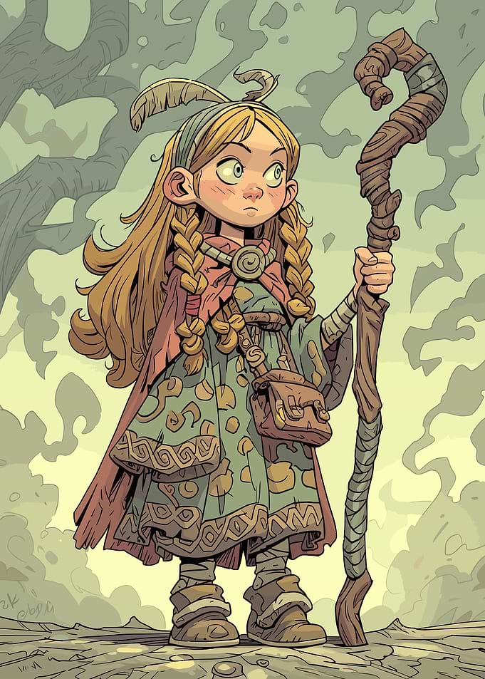 Cartoon Druid Girl