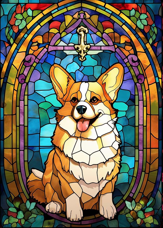 Corgi Stained Glass
