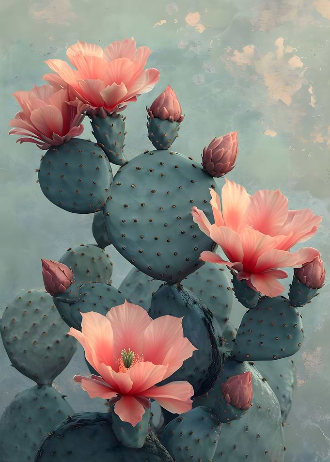 Mid Century Cactus Flower