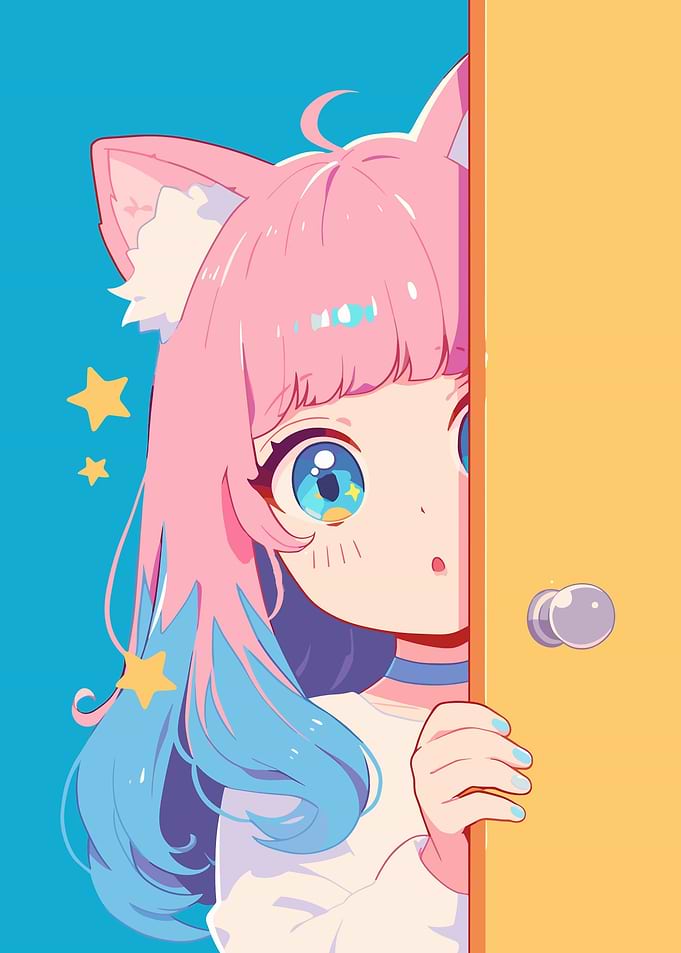 Kawaii Anime Girl Peeping