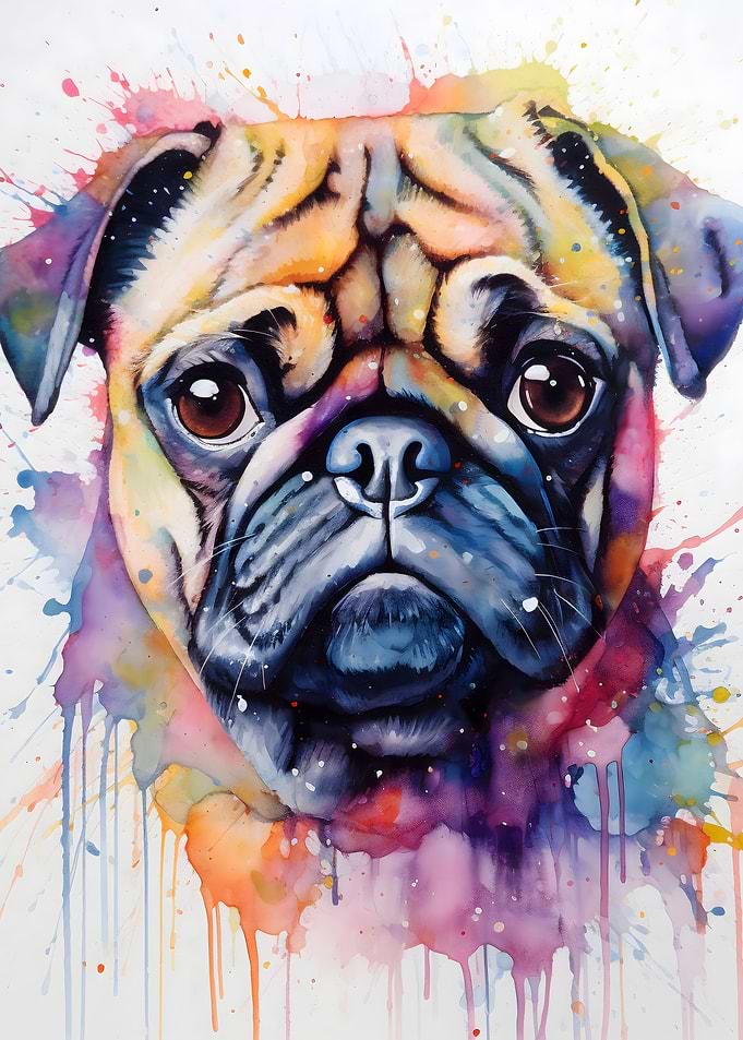 Pug Dog Watercolor