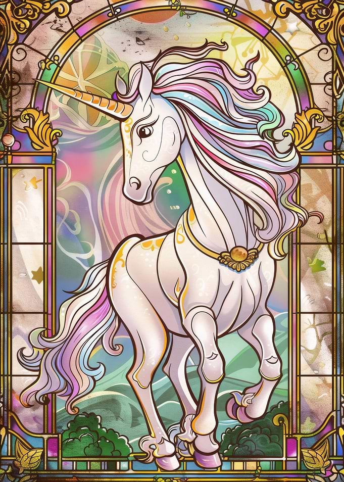 Unicorn Retro Gold Glass