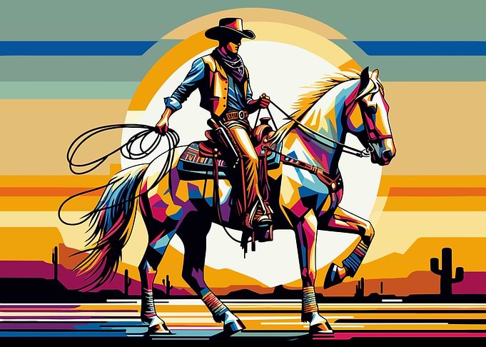 cowboy riding horse wpap
