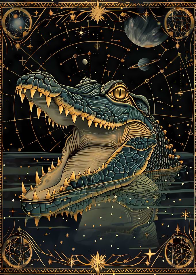 Water Crocodile Tarot Card
