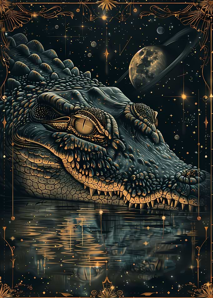 Water Crocodile Tarot Card
