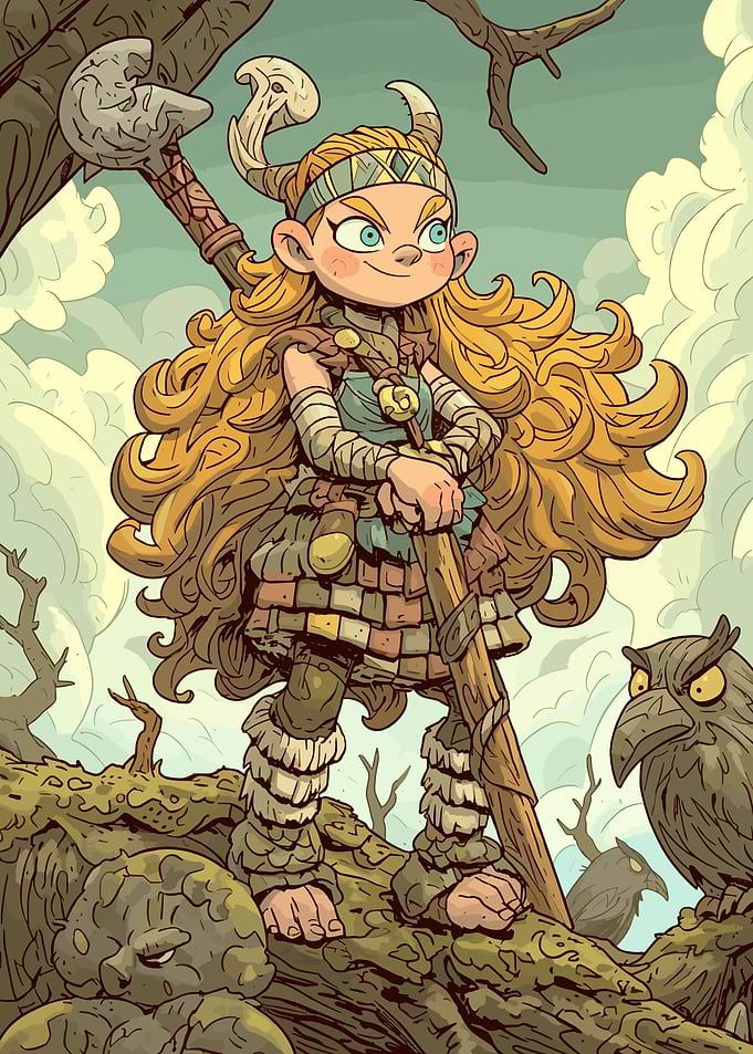 Cartoon Druid Girl
