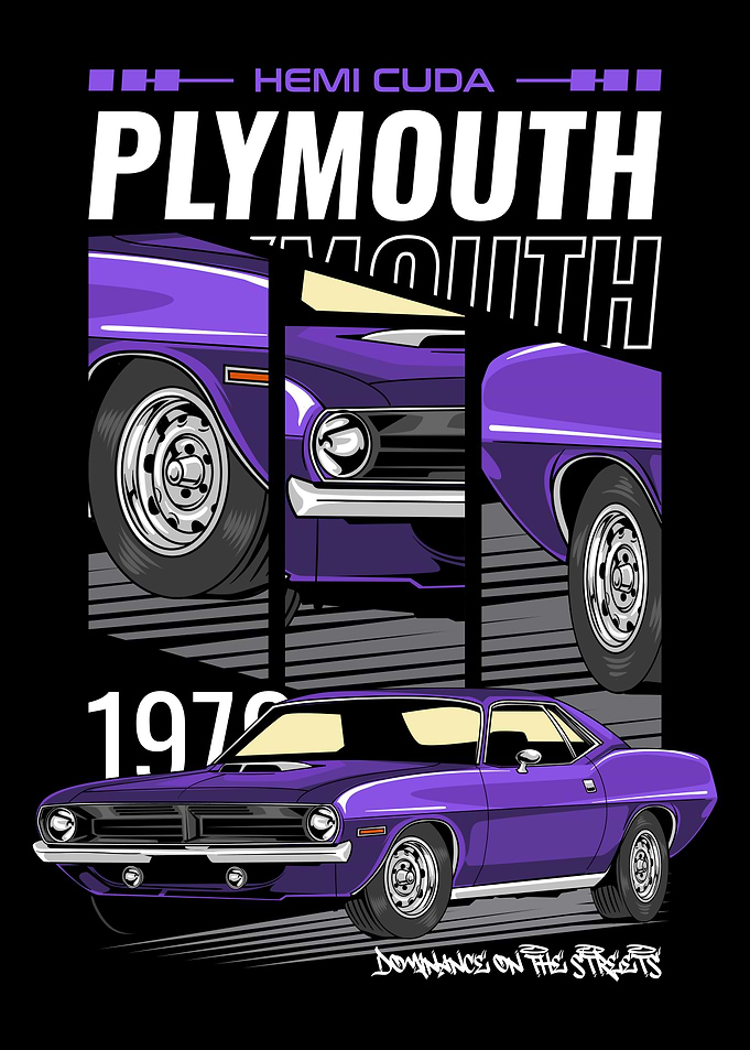 Retro Hemi Cuda Muscle Car