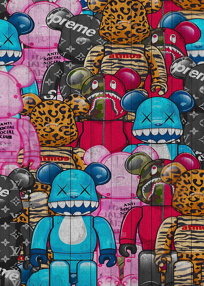 kaws x bearbrick pattern