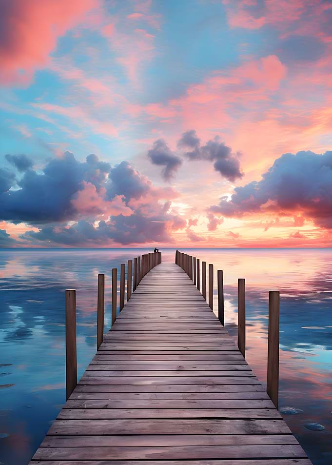 Pier sunset at the sea