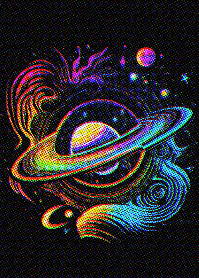 Planets Neon Abstract