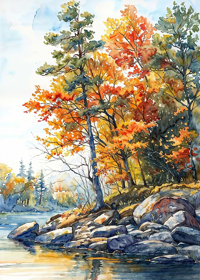 Riverside Fall Trees