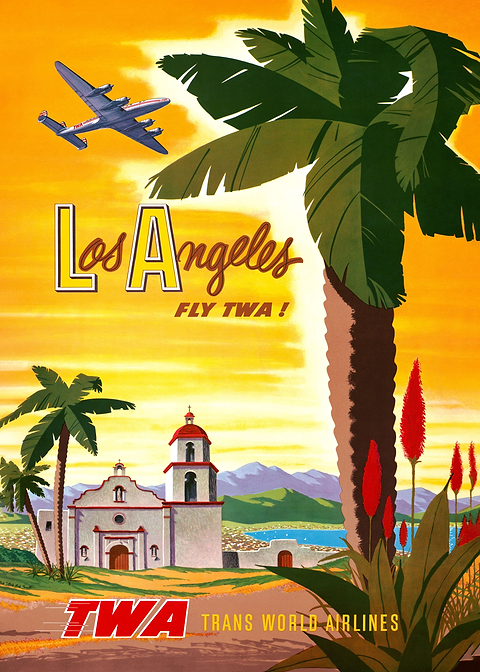 LA Vintage Flight — vintage poster restored on metal