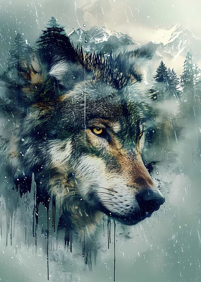 Mystic Wolf in Wilderness