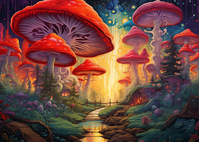 Psychedelic Mushroom Trees